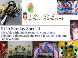 Balloon arch and two columns birthday decorations