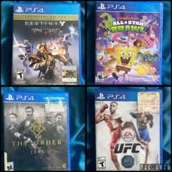 Lot of 4 Sony PS4 Games UFC, Nickelodeon All Stars, Destiny, The Order 1886