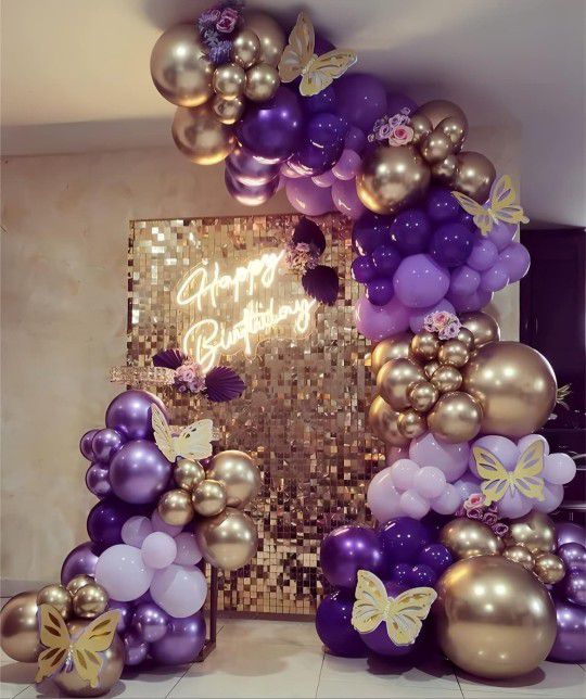 1900 BALLONS 
300 Purple and 1600 Gold Metallic Party Balloons JUST BALLONS