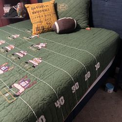 Land Of Nod Twin Football Quilt Set