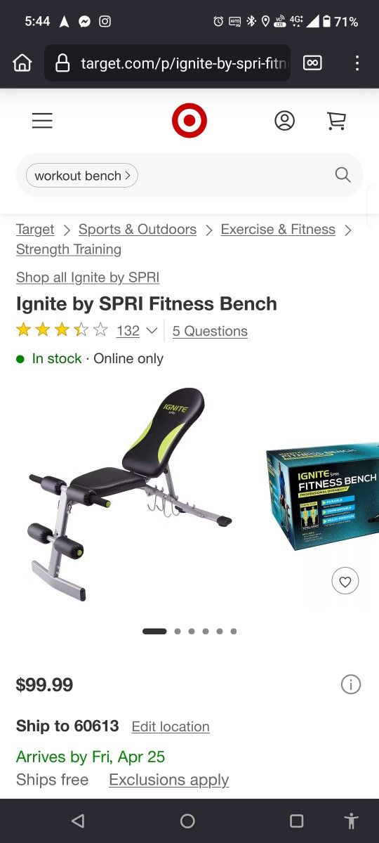 Ignite SPRI Fitness Adjustable Bench--