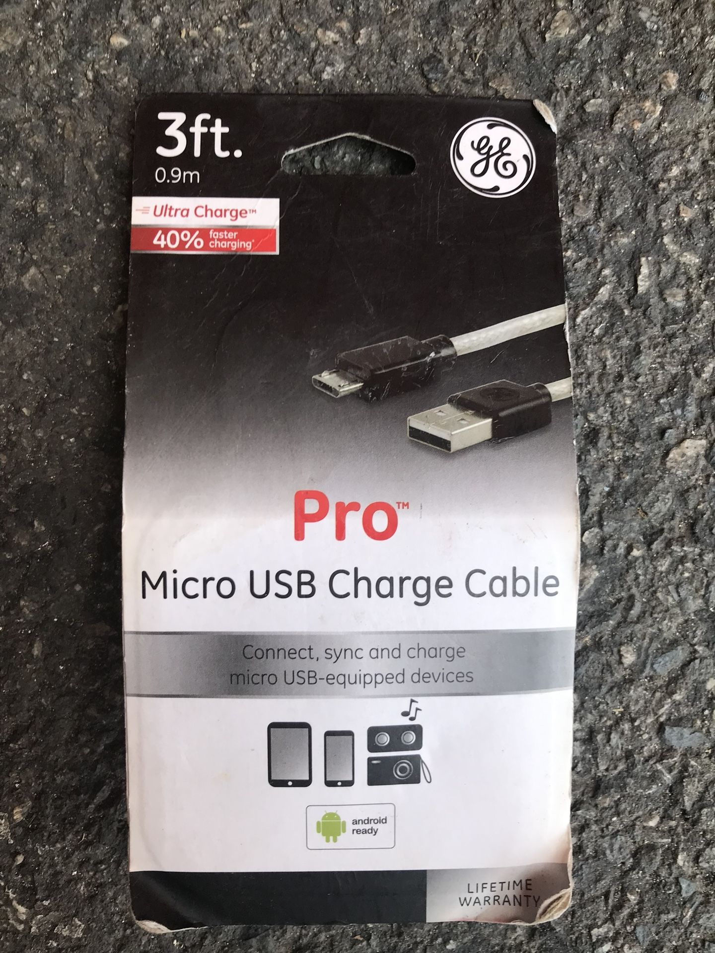 GE 3ft Micro USB Charging Cable