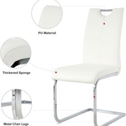 6 White Leather Chairs (table Not Included)