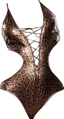 Medium Womens Sexy Lingerie Babydoll Leather Halter Clubwear Dress Bodycon