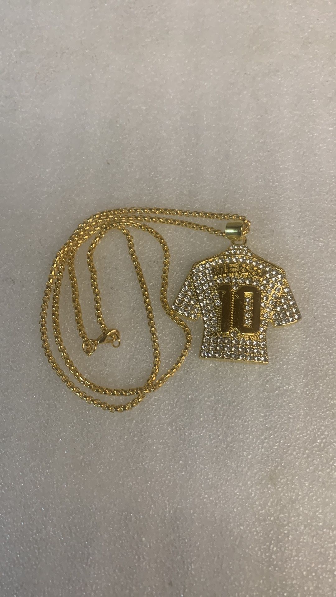 Lionel Messi #10🐐Fashion Rhinestone Athletic ⚽️Gold Crystals Jewelry Necklace 