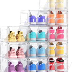 12 Pack White Clear Plastic Foldable Storage Organizer