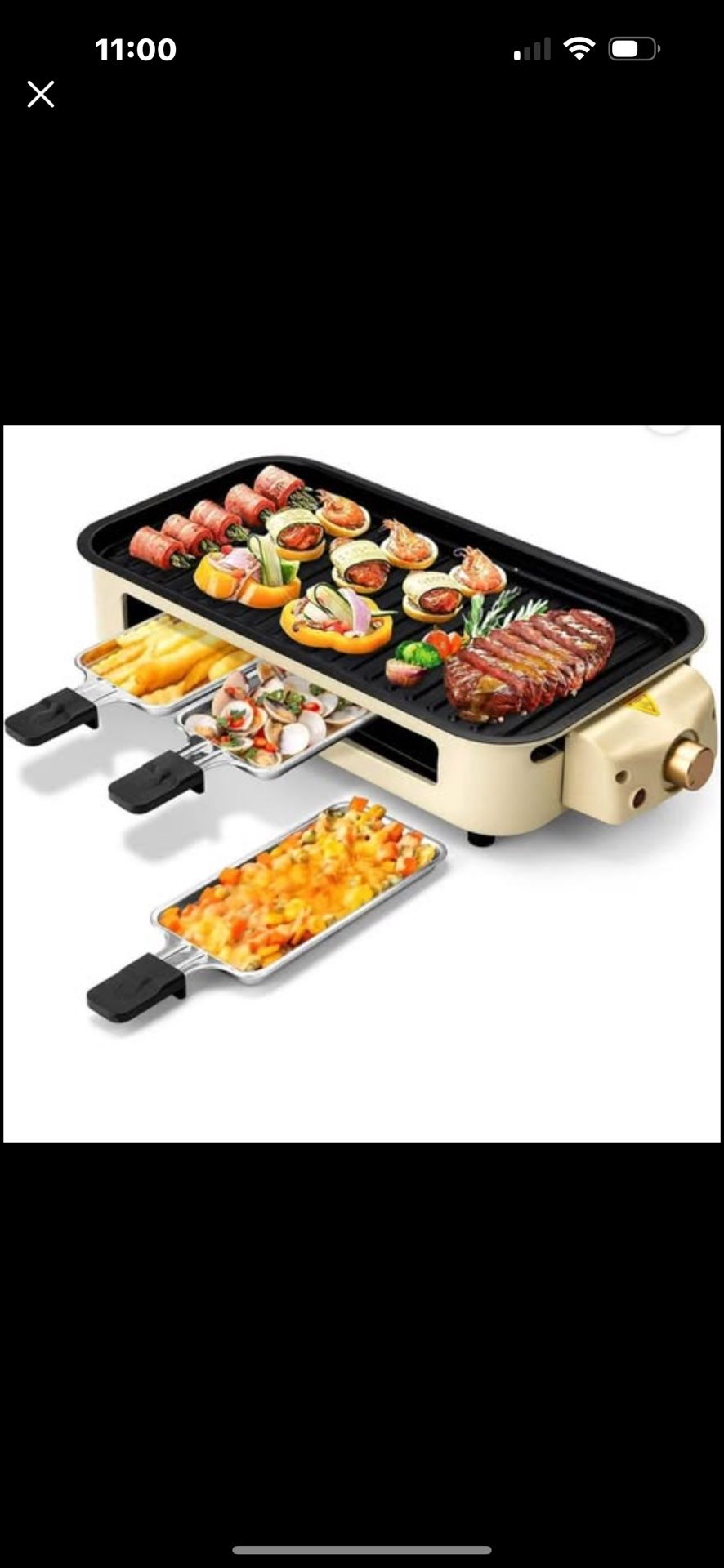 Smokeless Electric Indoor Grill BBQ with Removable Temperature Control Plate With 3 trays