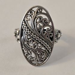 Vintage Filigree Art Deco Sterling Silver Size 6.5 Ring