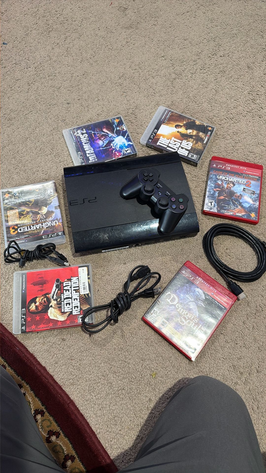 Play Station 3 With 7 Games , Controller HDMI Cable V8 Cable