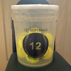 Athletic Works Set Of 12 Softballs In Bucket, 12 Inch Yellow 