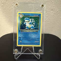 Replica Holographic Blastoise Pokémon Card in Acrylic Display Case