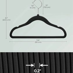 SONGMICS Baby Kids Clothes Velvet Hangers Set of 50 - Black
