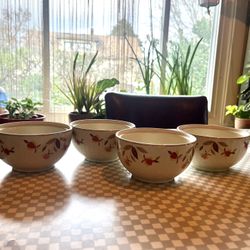 Vintage Hall’s Superior Quality Kitchenware Autumn Leaf Bowls Set of 4