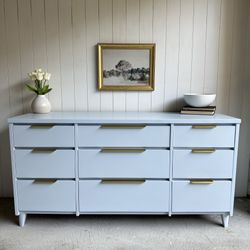 sachin and babi light blue dress Dusty Blue Floral Painted Dresser