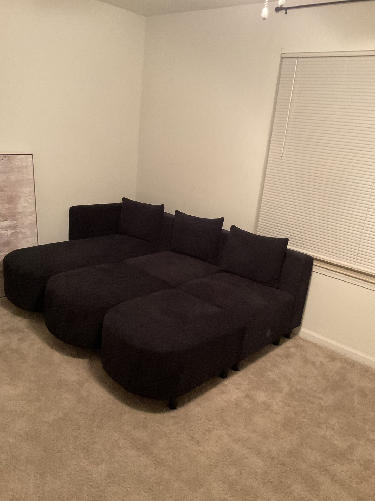 Black L-Shaped Couch 