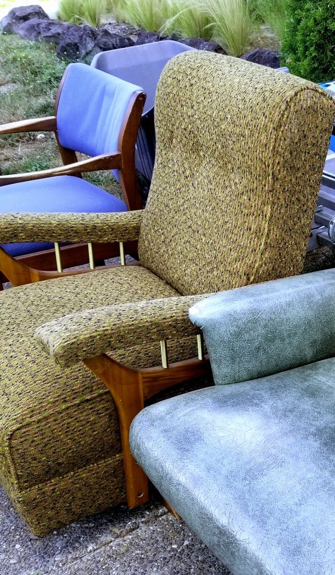 Vintage Mid Century Fabric Lounge Chair Rocker