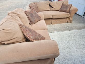 Tan Fabric Sofa Set – 2 Pieces