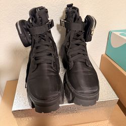 Steve Madden Black Combat Boots with Ankle Pouch