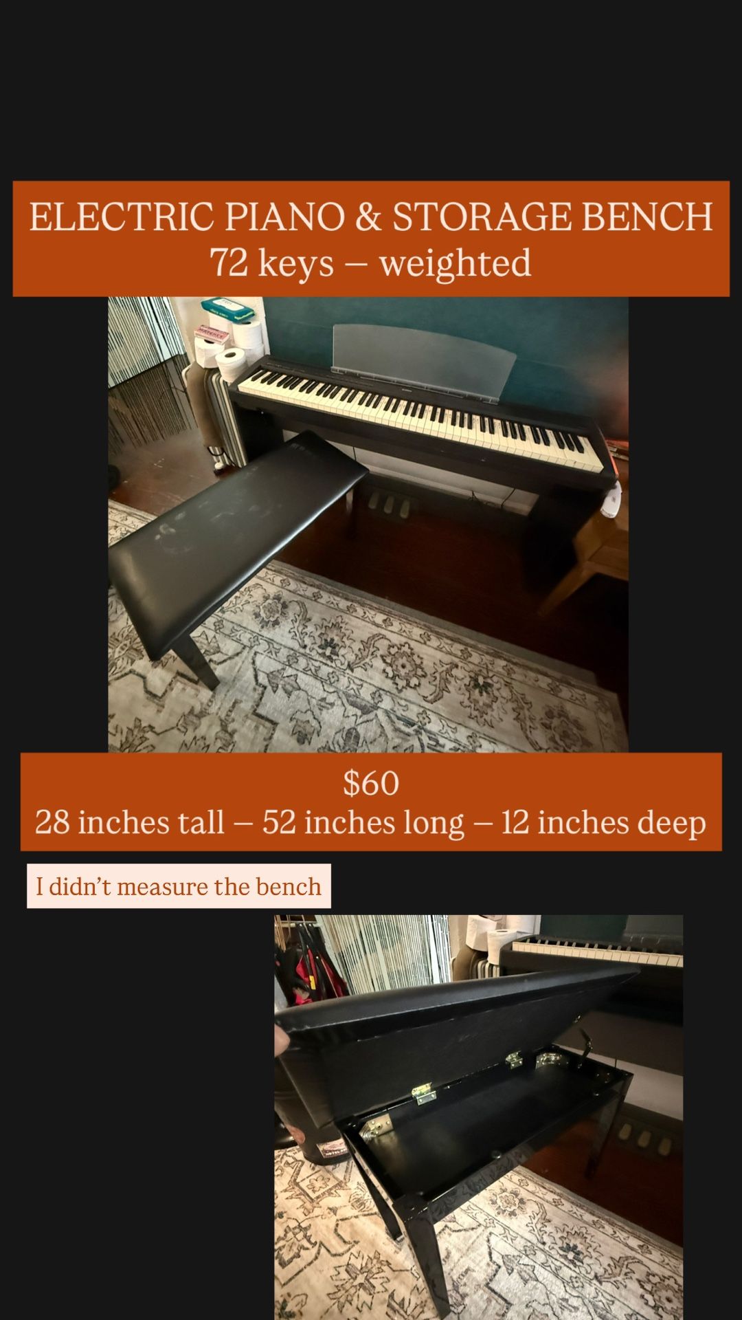 ELECTRIC WEIGHTED KEYBOARD PIANO - 72 keys