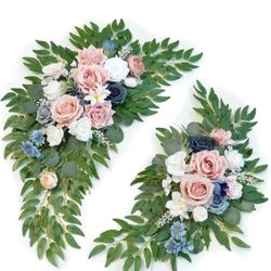 Artificial Wedding Arch Flowers Kit(Pack of 2) for Wedding Arch, Bridal Shower, Ceremony and Reception Backdrop Decoration (Misty Rose and Navy Blue)