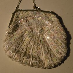 VINTAGE Small White Beaded Purse