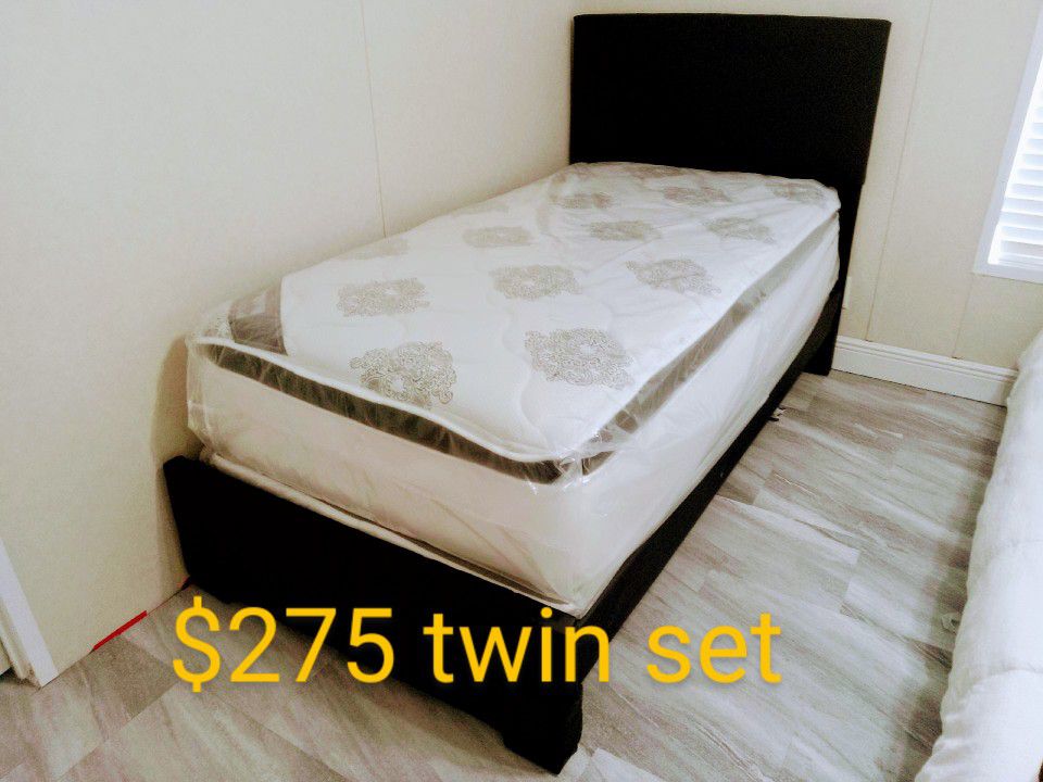$275 Twin Bed Frame With Mattress And Boxspring Brand New Free Delivery 