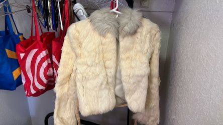 White faux fur jacket