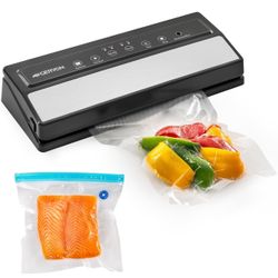 Vacuum Sealer Machine – Automatic Food Vacuum Sealer for Dry & Moist Food, Compact with LED Touch Panel, Includes Zipper Bags & Roll, Perfect for Sous