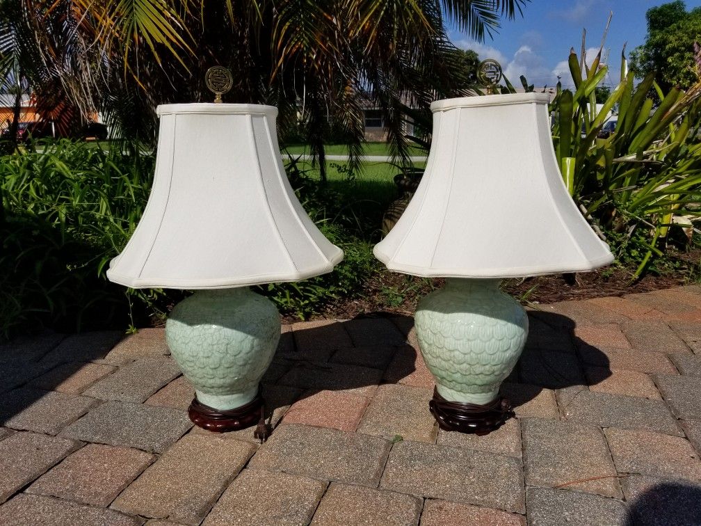 Vintage Jade Oriental Lamps