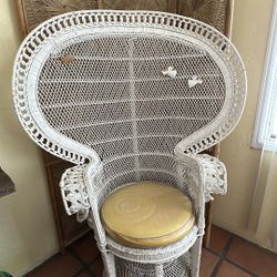 Vintage Peacock Whicker Chair