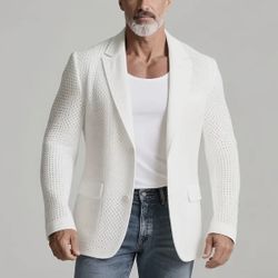 Mens Long Sleeve Blazer For Summer 2 Buttons New 