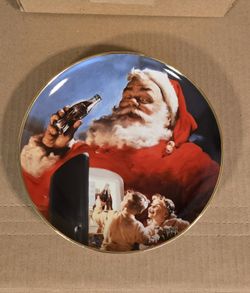 Coca-Cola Santa Plate Stocking up For Santa 