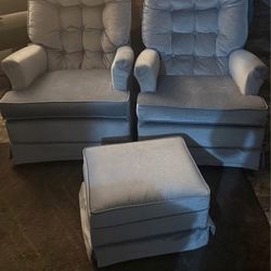 Light Blue Chairs With Ottoman