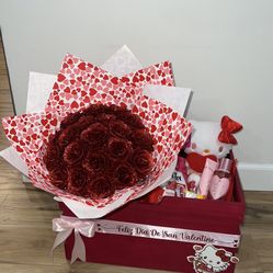 Hello Kitty Basket Flower Roses Arrangement 