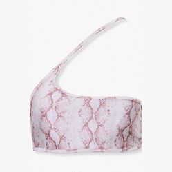 Snakeskin Print shoulder cut bikini crop top