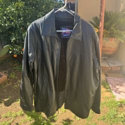 🔥 USA LEATHER Men's Black Zip Jacket Lined Coat Genuine Leather (Large) 
