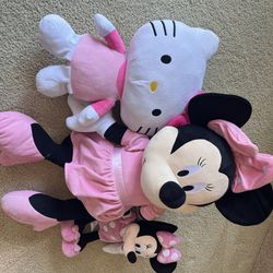 Lot Of 3 LARGE Stuffys. Giant Minnie Mouse, Large Hello Kitty And Medium Size Minnie Mouse 🎀