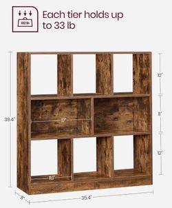 VASAGLE Bookcase Bookshelf Freestanding Storage Unit w/ 8 Open Compartments - Brown