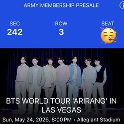 BTS Ticket - Face Value @ Vegas 05/24