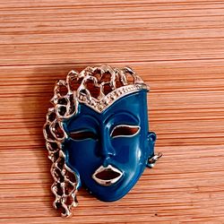 Vintage 1980's Two Tone Face Brooch