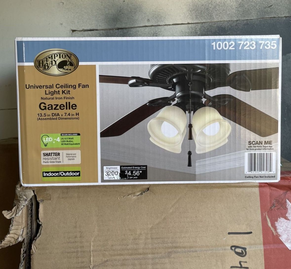 Hampton Bay Gazelle 4-Light LED Natural Iron Universal Ceiling Fan Light Kit