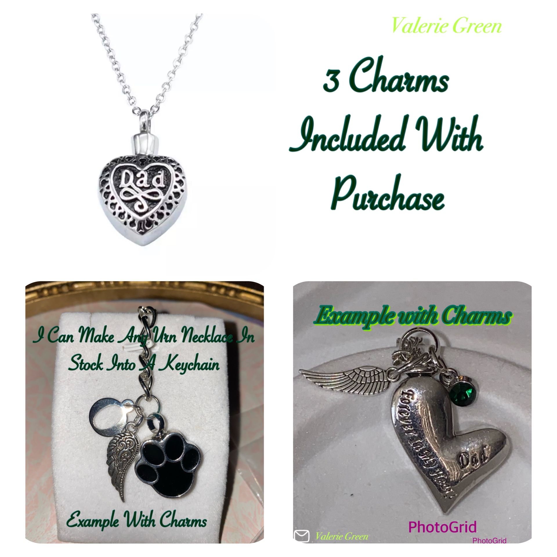 “Dad” Memorial Urn Necklace Or Keychain 