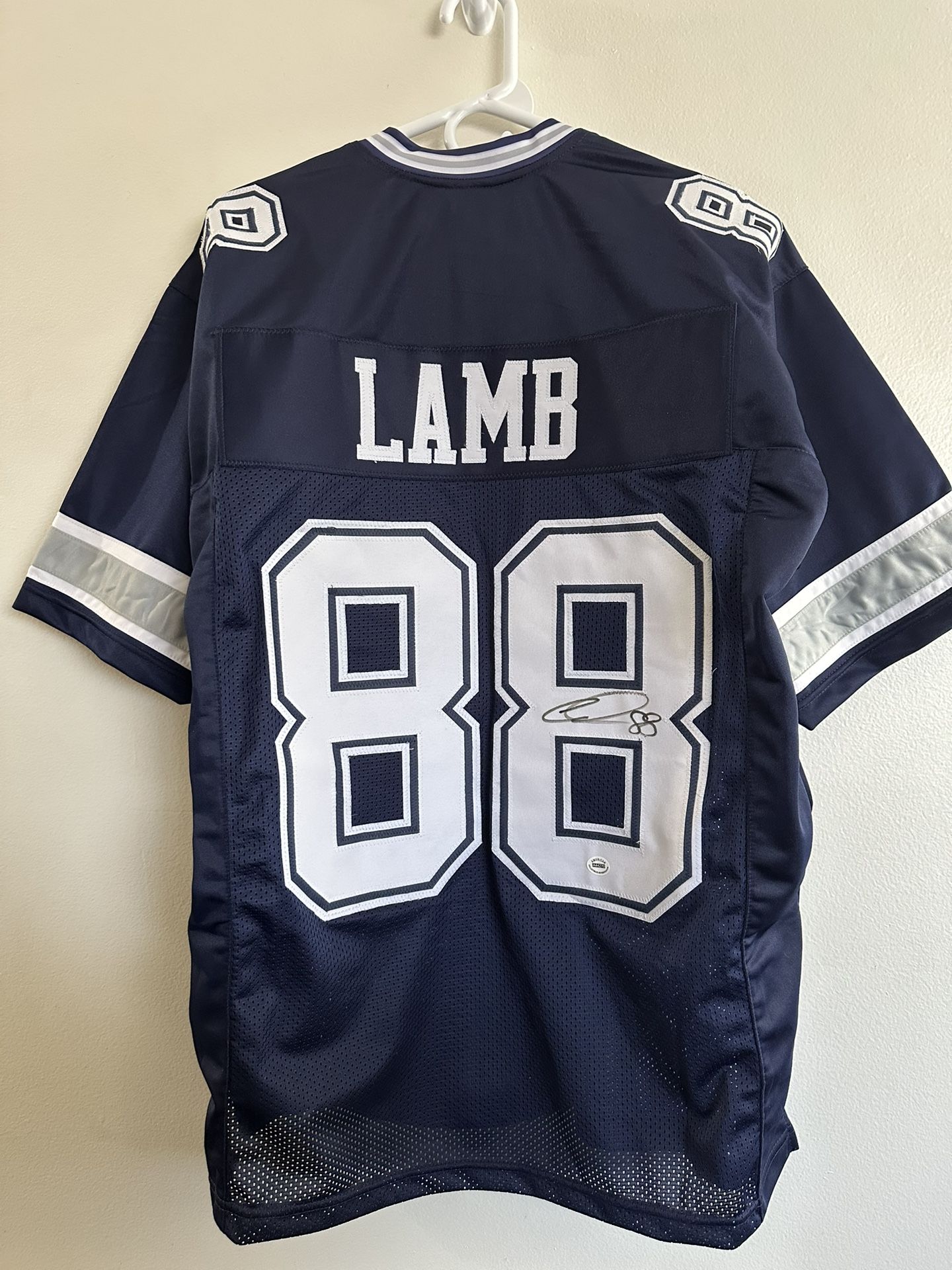 CEEDEE LAMB SIGNED DALLAS COWBOYS AUTOGRAPHED CUSTOM FOOTBALL JERSEY W/COA 647