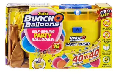 Party balloon and pump - 72 self sealing ballons