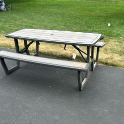 Folding Flat Steel/Plastic Picnic Table 