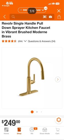 Revolv Single Handle Pull Down Sprayer Kitchen Faucet in Vibrant Brushed Moderne Brass