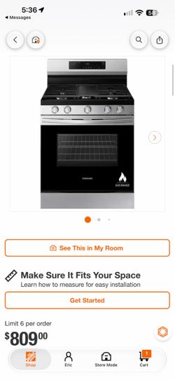 30 in. 5-Burner Smart Freestanding Gas Range in Stainless Steel with Integrated Griddle