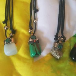 Unisex Adjustable Necklaces Genuine Stone Malachite .Obsidian Tiger Eye.  Pyrate Moon stone EACH $10