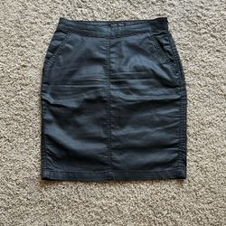 Shiny Black Knee Length Skirt