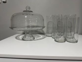Glass Footed Cake Stand - with Clear Glass Dome